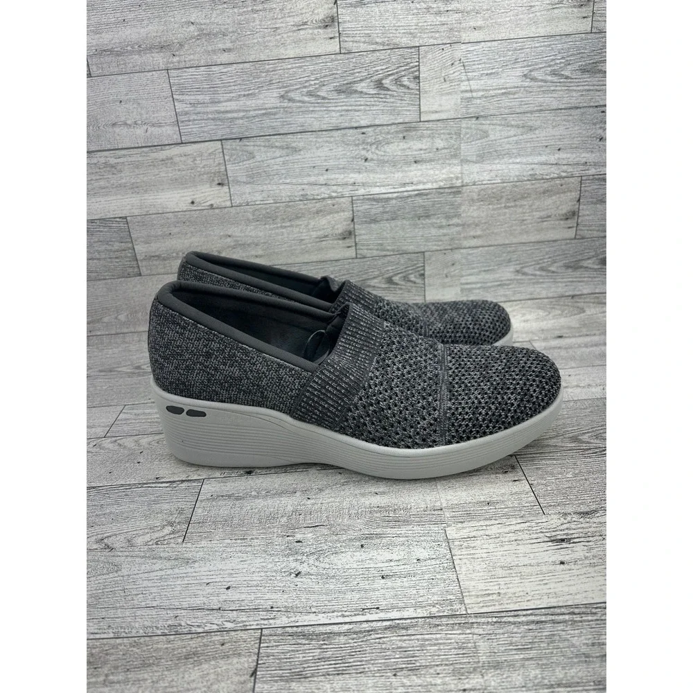 Skechers Womens 8.5 Slip On Knit Air‎ Cooled Memory Foam Sneakers Gray